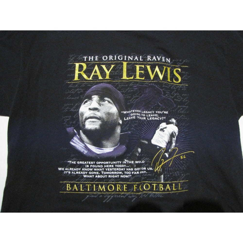 Baltimore Ravens Shirt Mens Large Black NFL Football Ray Lewis Gildan Graphic